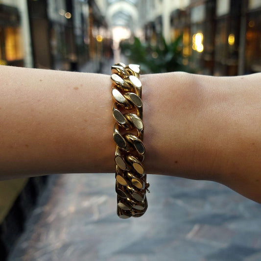 Heavy Cuban Link Chain Bracelet in 14ct Yellow Gold