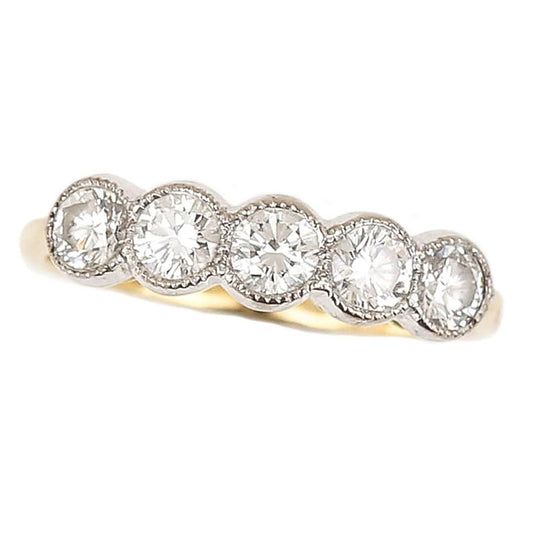 Vintage Diamond Five Stone Ring, 0.75 carats