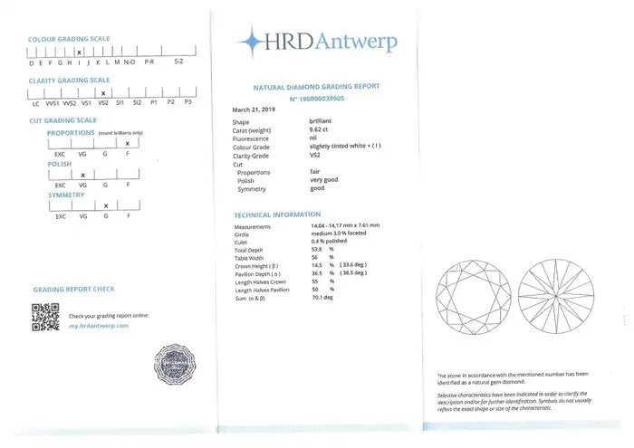 Antique 9.62ct Old European Cut Diamond Solitaire Engagement Ring, with certificate