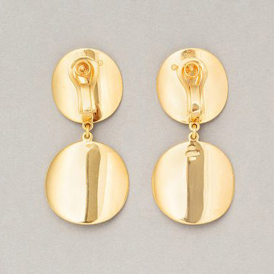 Vintage Retro 18ct Yellow Gold Circle Drop Earrings by Sabbadini, Circa 1970s