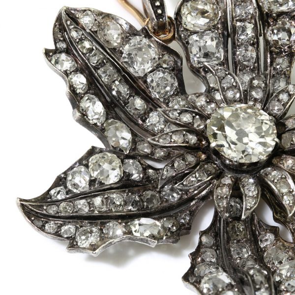 Antique Victorian Old Cut Diamond Flower Pendant, 9 carat total