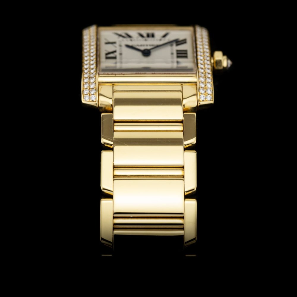 Cartier Tank Francaise 1821 Midsize Yellow Gold Watch Diamonds