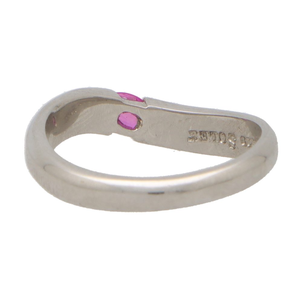 Pink Sapphire Curved Wave Band Ring in Platinum