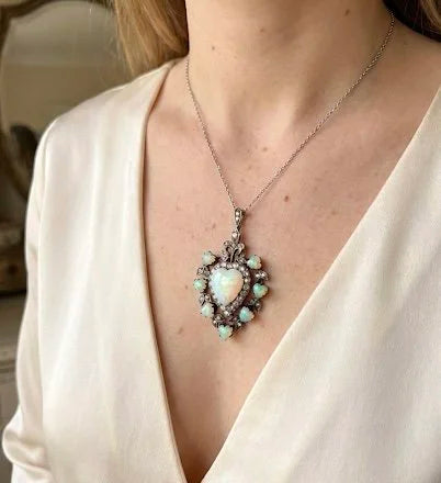 Early Victorian Antique Large Diamond Heart Cluster Pendant, Circa 1870