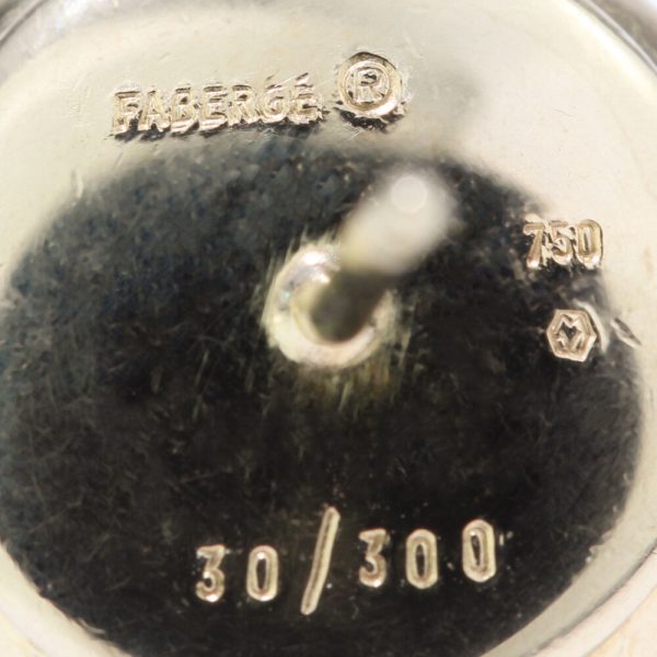 Faberge Limited Edition Pearl, Blue Enamel and Diamond Stud Earrings in 18ct yellow gold, Limited Edition Number 30/300. Circa 1990s / early 2000s