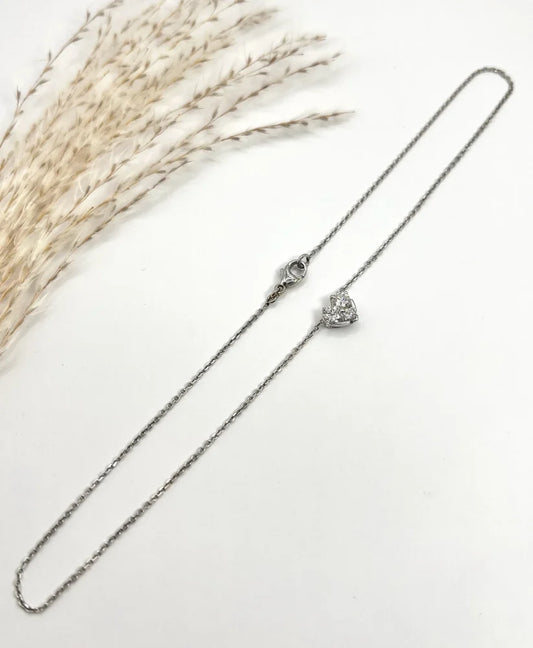 Diamond Heart Pendant Necklace in 18 Carat White Gold