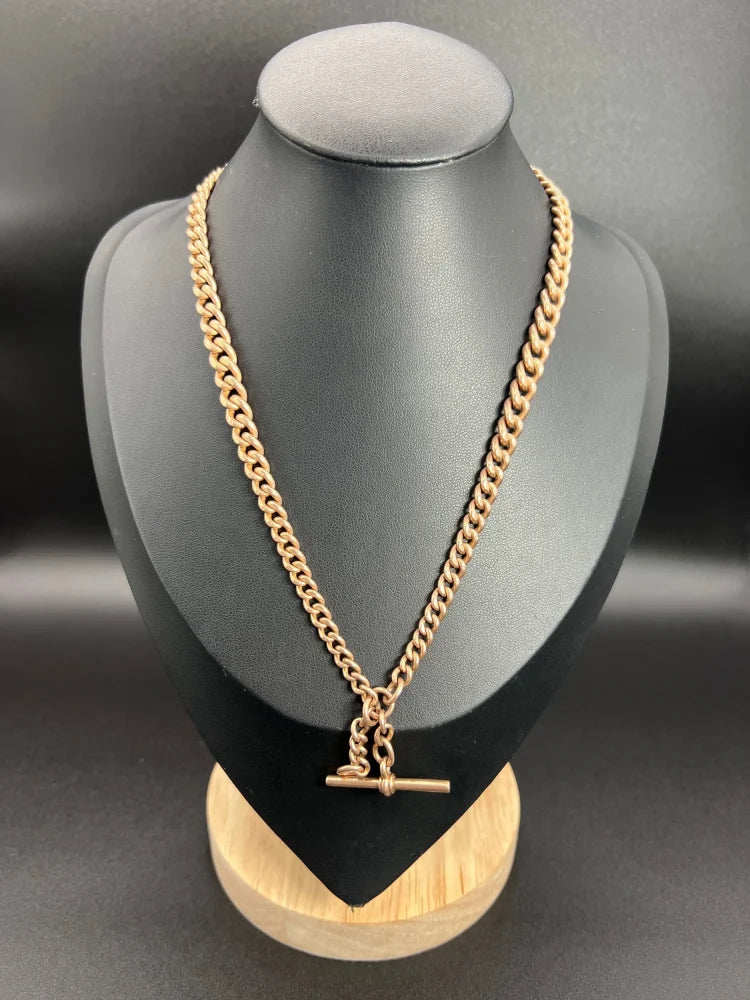 Antique 9ct Rose Gold Albert Chain Necklace