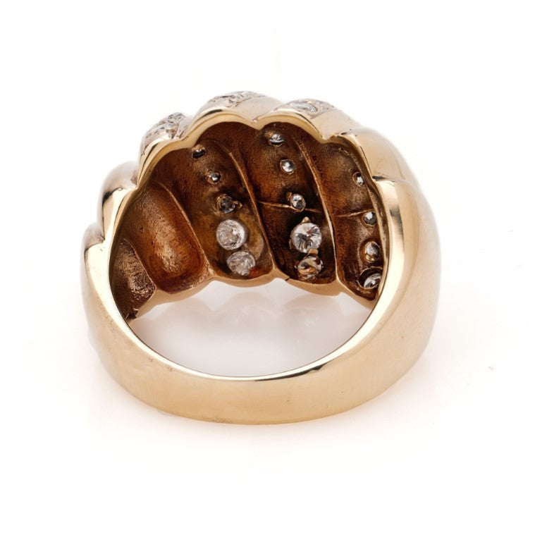 Vintage Retro 18ct Gold Domed Ring with Diamonds