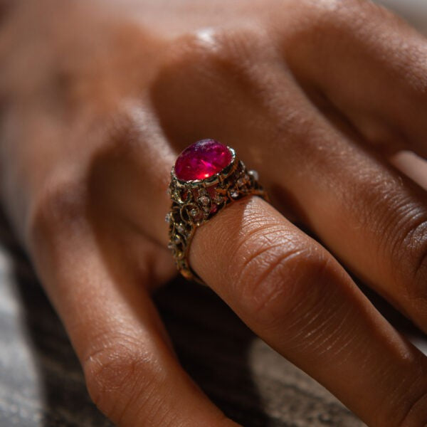 Decorative 4.7ct Burma Pink Sapphire and Diamond Ring, Certified