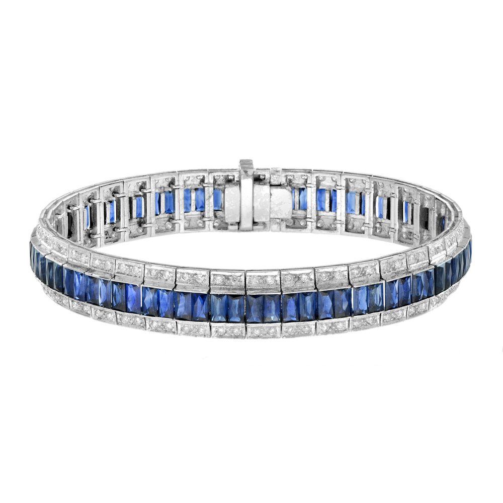 Art Deco Inspired 14.50ct Sapphire and Diamond Bracelet