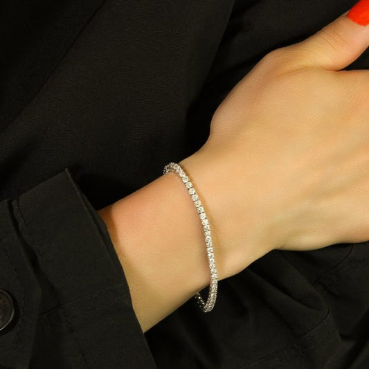 Diamond Line Tennis Bracelet in 18ct White Gold, 4.64 carat total