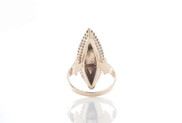 Antique Georgian 2.46ct Rose Cut Diamond Navette Ring, 15ct Gold