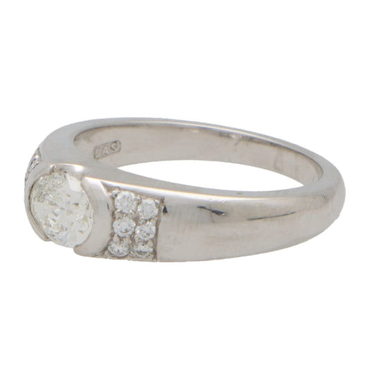 Contemporary Oval Diamond Bombe Ring in Platinum