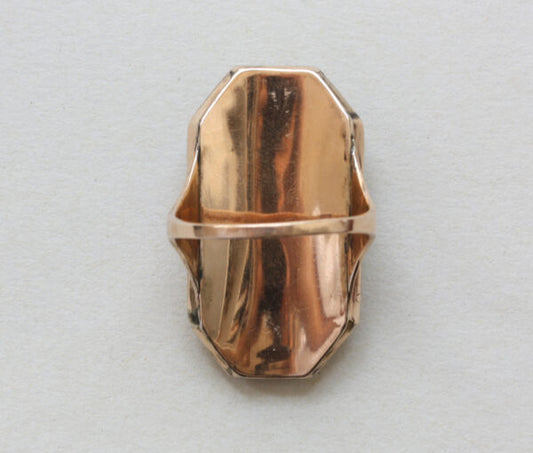 Antique Large Octagonal Gold Mourning Ring, 18th Century