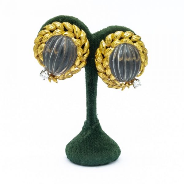 David Webb Rock Crystal Earrings