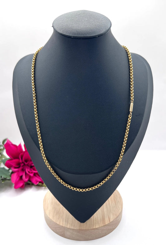 Antique 15 ct Yellow Gold, 19 Inch Fancy Round Belcher Link Chain