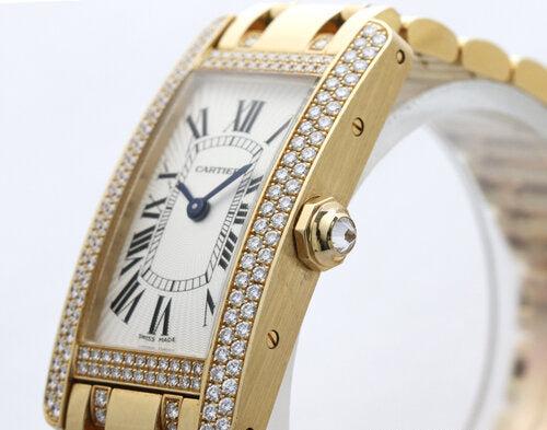 Cartier Ladies Tank Americaine 18ct Yellow Gold and Diamond Watch