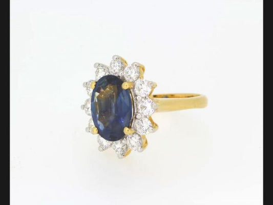 Vintage 5.10ct Sapphire and Diamond Cluster Ring