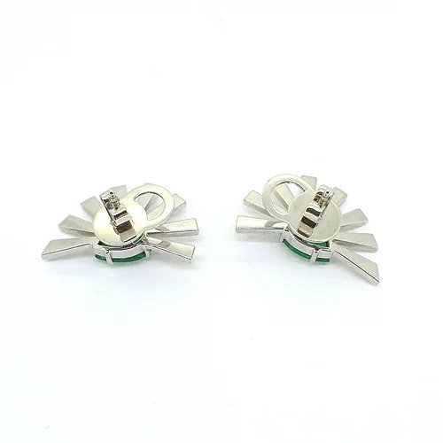 Emerald and Diamond Starburst Fan Earrings