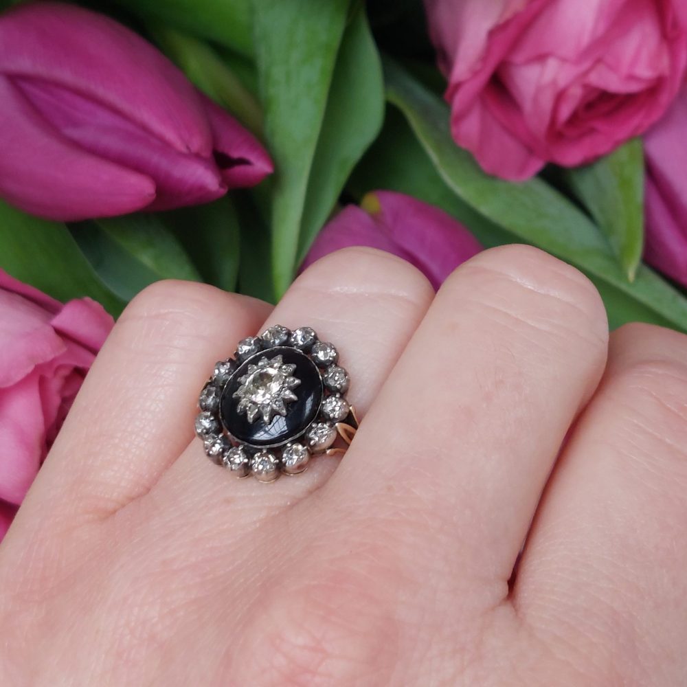Antique Georgian Old Cut Diamond and Garnet Dress Ring