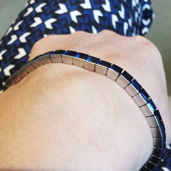 Sapphire Line Bracelet in Platinum, 8.84 carat total