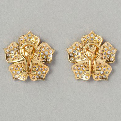 Steltman 2.35ct Demantoid Garnet and 4.63ct Diamond Lotus Flower Earrings in 18ct Yellow Gold