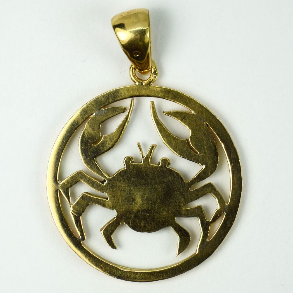 French 18ct Yellow Gold Zodiac Cancer Crab Pendant