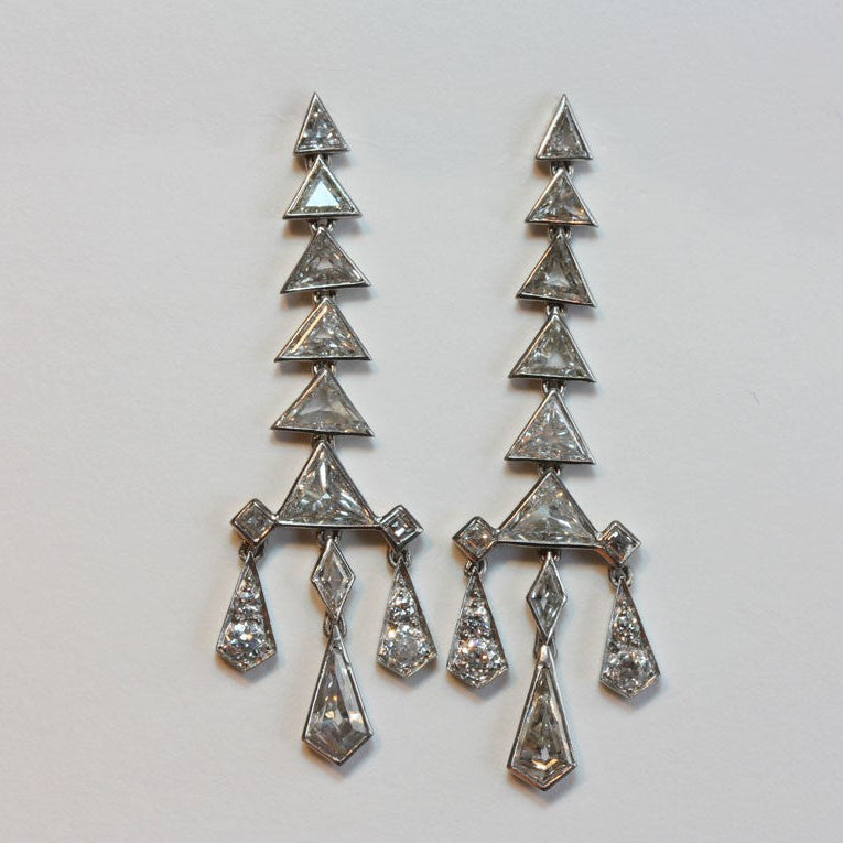 Art Deco 3.5ct Diamond Pagoda Drop Earrings
