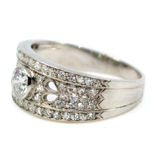 Vintage Old European Cut Diamond Band Ring in Platinum