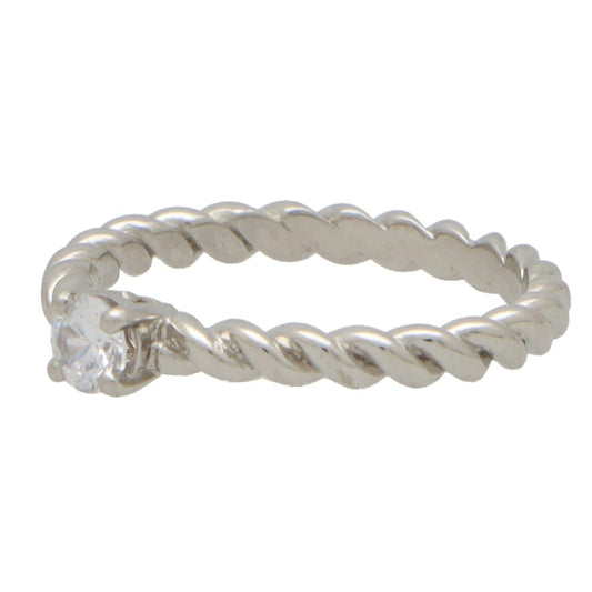 Contemporary Brilliant Diamond Solitaire Ring With Twisted Band