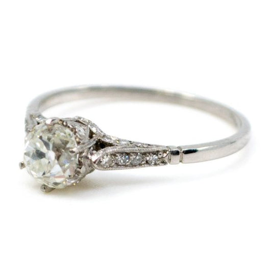Antique Edwardian Cushion Cut Diamond Ring, Platinum