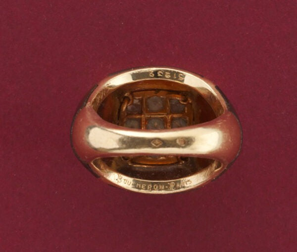 Vintage Boucheron Diamond, 18ct Gold and Tortoiseshell Ring, Signed