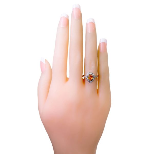 Vintage Platinum Yellow Sapphire and Diamond Cluster Ring, 0.65 Carat