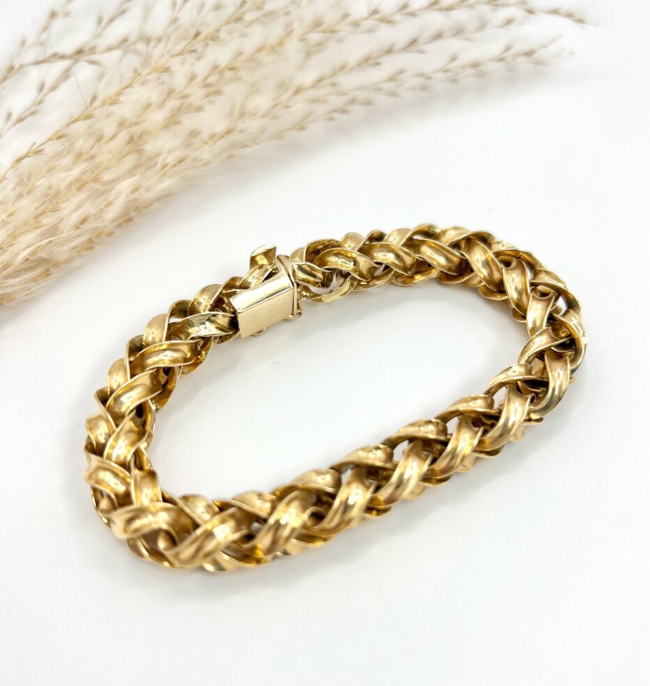 1940s Vintage Fancy Woven Spiral Twist Link 18ct Yellow Gold Bracelet