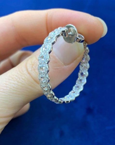 Diamond Hoop Earrings with Rose and Round Cut Diamonds , 5.20 carats