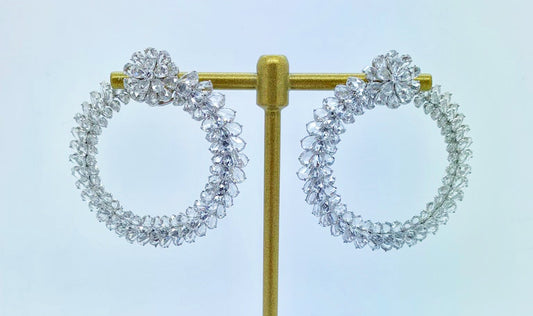 Rose Cut Diamond Hoop Earrings, 21.20 carats, 18ct White Gold
