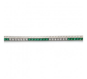 Emerald Diamond and Platinum Line Bracelet, 6.13 carat total