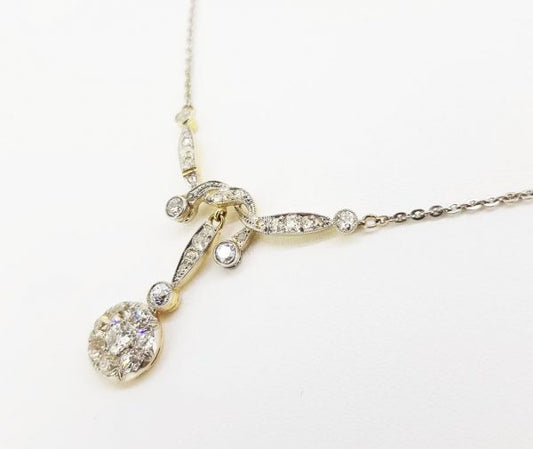Antique Edwardian Diamond Pendant, 18ct White Gold