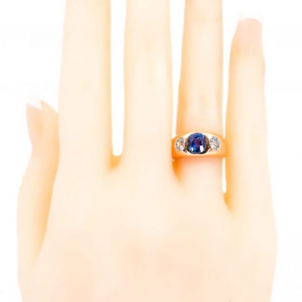 Vintage Sapphire and Diamond Three-Stone Ring, 1.95 carat total