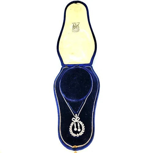 Antique Belle Epoque Diamond Wreath and Bow Pendant