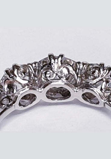 Antique Old Cut Three Stone Diamond Engagement Ring Platinum 1.60cts