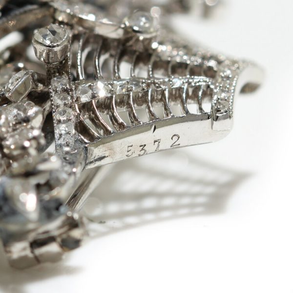 Art Deco Rose Cut Diamond Floral Basket Brooch, 2 carats