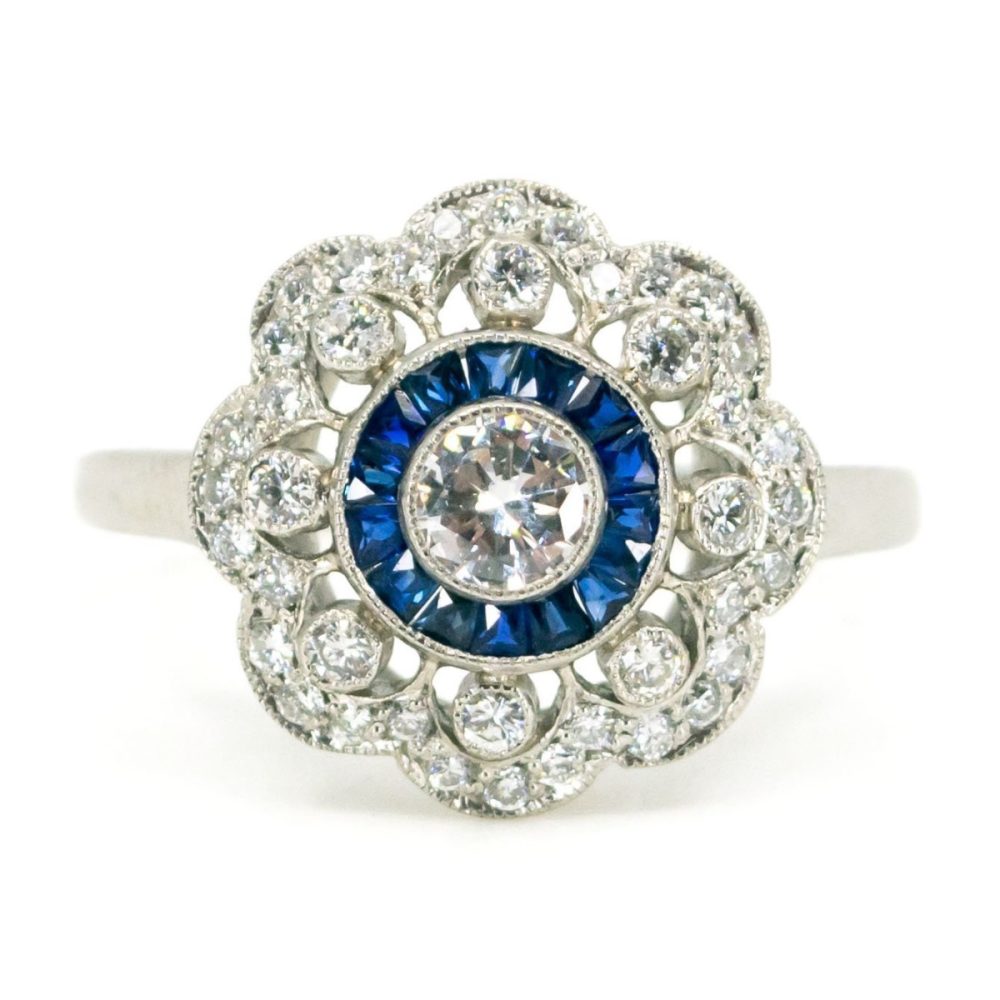 Art Deco Style Sapphire and Diamond Ring