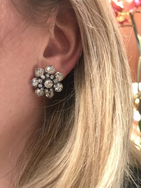 Antique Victorian Diamond Flower Cluster Earrings