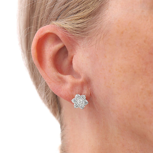 2.65ct Brilliant Cut Diamond Floral Cluster Earrings, 2.65 carat total