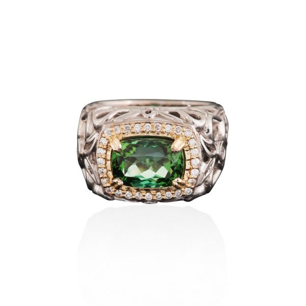 Tourmaline and Diamond Ring, 3.72 carat, 18ct White Gold