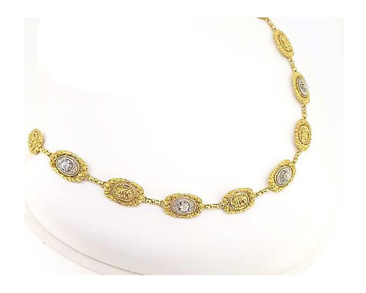 Vintage French Diamond Set 18ct Yellow Gold Necklace