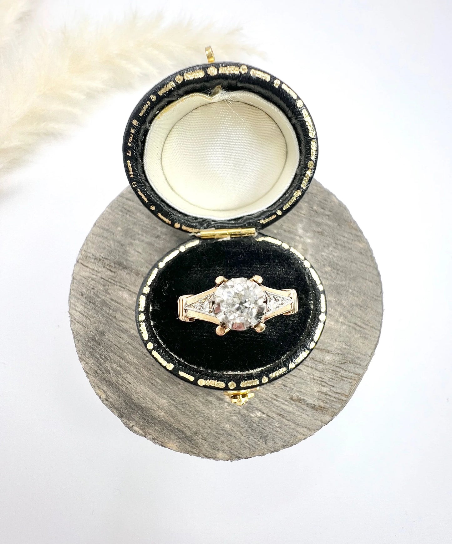 Edwardian 18 Carat Gold and Platinum Single Stone Diamond Engagement Ring