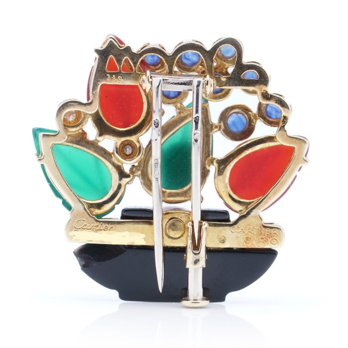 Cartier Multi Gemstone Flower Bouquet Brooch