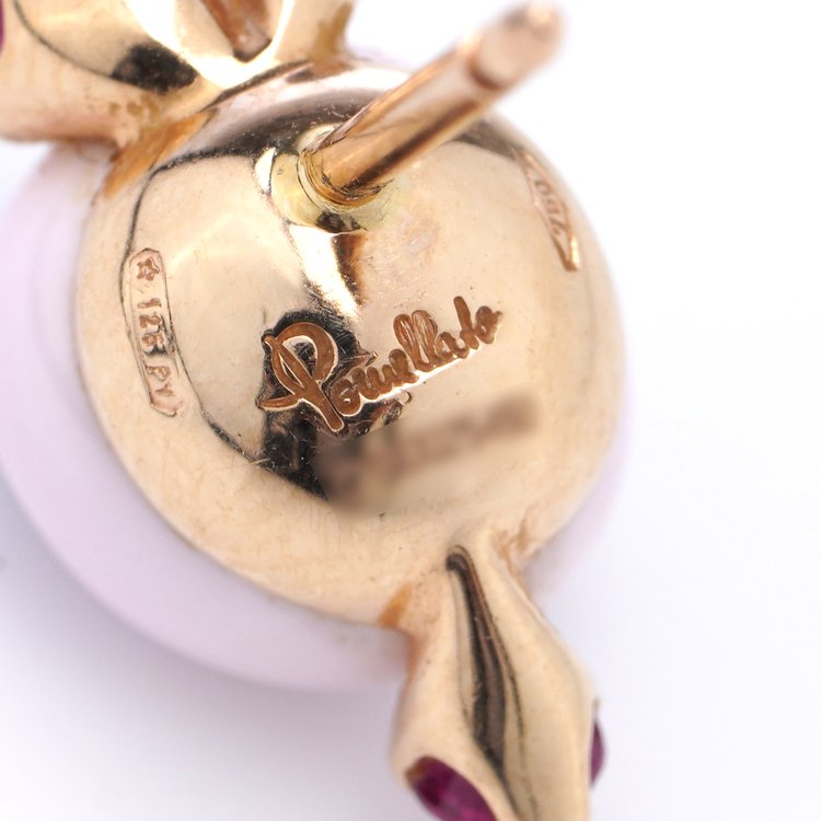 Pomellato Capri 18ct Yellow Gold Pink Ceramic Ruby Earrings